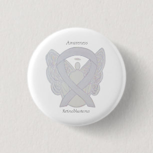 Macaron Rond 2,50 Cm Rétinoblastoma White Awareness Ribbon Angel Pin