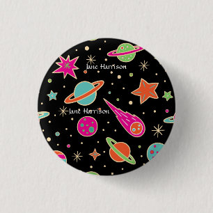 Macaron Rond 2,50 Cm Retour À L'École Space Rocket Nom du Motif
