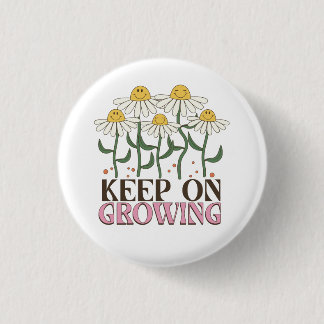 Macaron Rond 2,50 Cm Retro 70s Smiley Face Daisy Keep On Growing