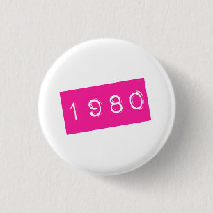 Macaron Rond 2,50 Cm Rétro Birthyear anniversaire vintage graphique