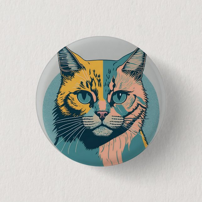 Macaron Rond 2,50 Cm retro cat 5 (Devant)