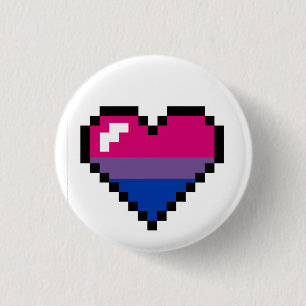 Macaron Rond 2,50 Cm Rétro coeur à 8 bits bisexuel de fierté