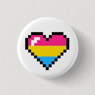 Macaron Rond 2,50 Cm Rétro coeur à 8 bits Pansexual de fierté