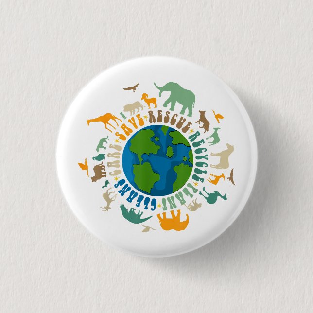 Macaron Rond 2,50 Cm Rétro Groovy Sauver Abeilles Secourir Animaux Recy (Devant)