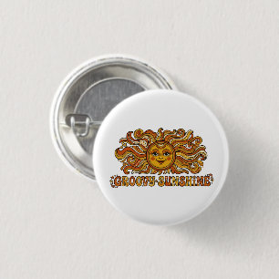 Macaron Rond 2,50 Cm Rétro Groovy Soleil Souriant des Années 70
