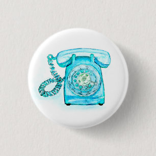 Macaron Rond 2,50 Cm Rétro turquoise rotatoire bleue de Pin de bouton