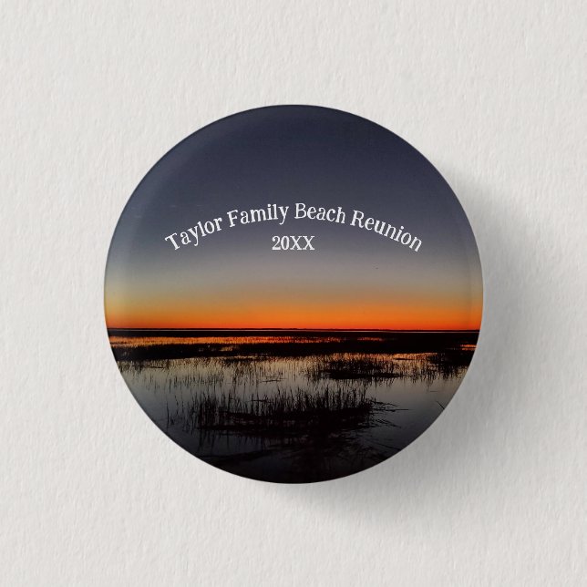 Macaron Rond 2,50 Cm Reunion famille plage (Devant)