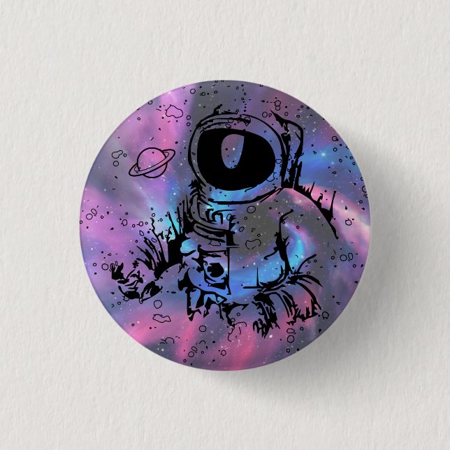 Macaron Rond 2,50 Cm Rêves cosmiques - Bouton astronaute Galaxie (Devant)