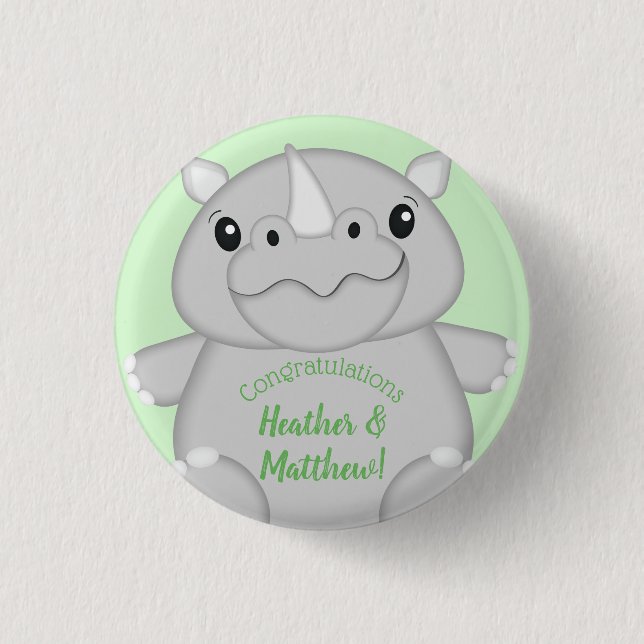 Macaron Rond 2,50 Cm Rhino Baby shower vert (Devant)