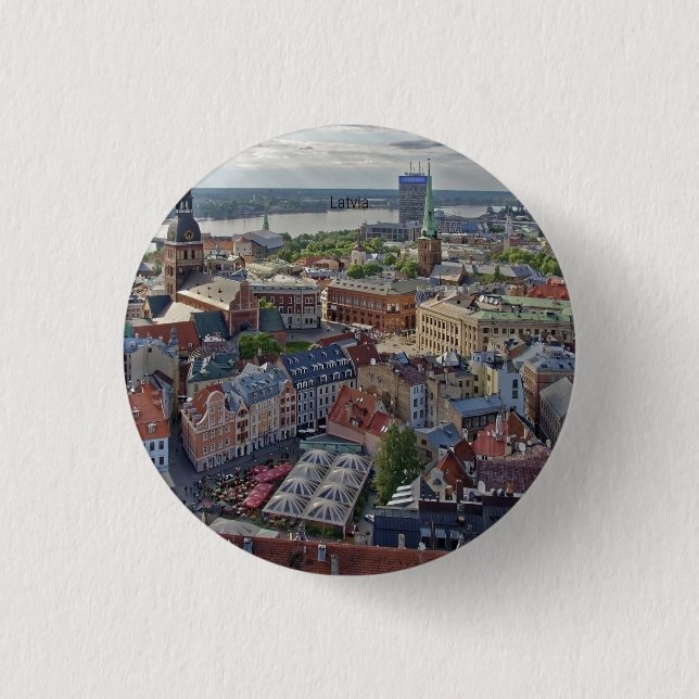 Macaron Rond 2,50 Cm Riga, Lettonie, photo du paysage urbain (Devant)