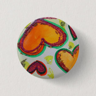 Macaron Rond 2,50 Cm Rire Coeurs Bliss rose Boutons d'art ou Pins d'ord