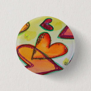 Macaron Rond 2,50 Cm Rire Coeurs Flying Art Buttons ou Pins Bijoux