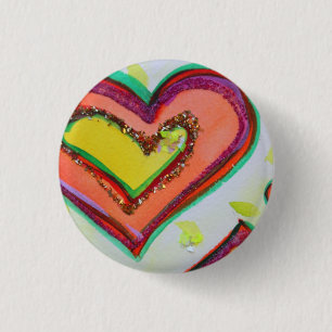 Macaron Rond 2,50 Cm Rire deux coeurs Boutons d'art ou des broches d'or