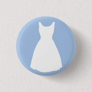 Macaron Rond 2,50 Cm Robe blanche sur le bouton bleu-clair