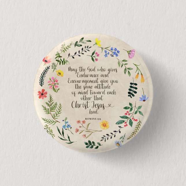 Macaron Rond 2,50 Cm Romans 15:5 Bible Verse Image (Devant)