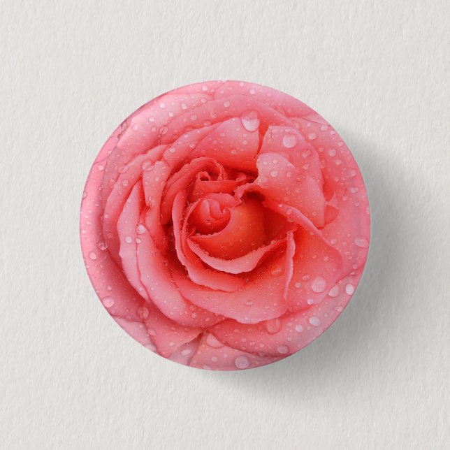 Macaron Rond 2,50 Cm Romantic Pink Rose Water Drops (Devant)
