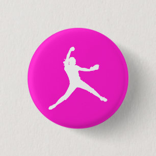 Macaron Rond 2,50 Cm Rose de bouton de silhouette de Fastpitch