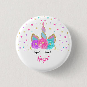 Macaron Rond 2,50 Cm Rose et or de Pin de partie de faveur de licorne