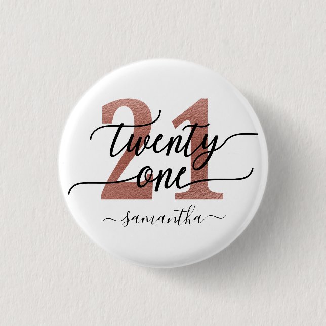 Macaron Rond 2,50 Cm Rose Gold 21st Birthday (Devant)