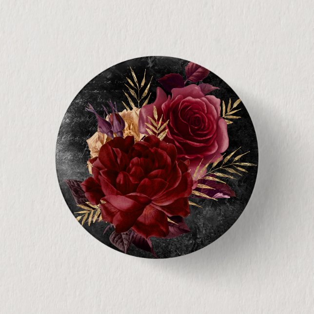 Macaron Rond 2,50 Cm Rose gothique d'automne | Bouton (Devant)