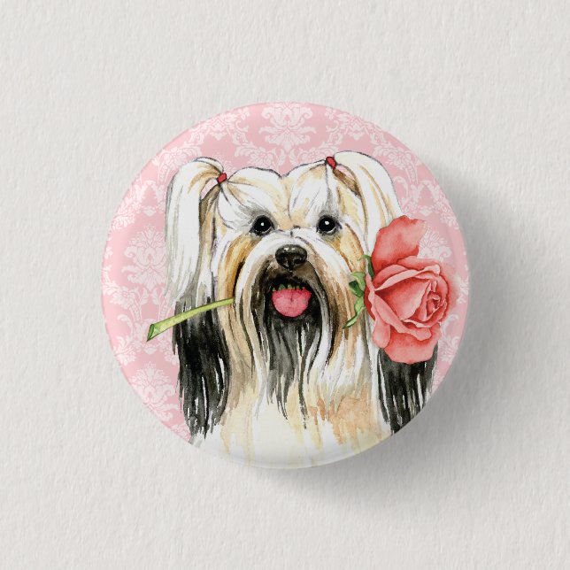 Macaron Rond 2,50 Cm Rose Valentin Lhasa Apso (Devant)