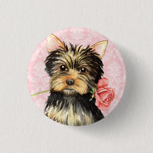 Macaron Rond 2,50 Cm Rose Valentine Yorkie (Devant)