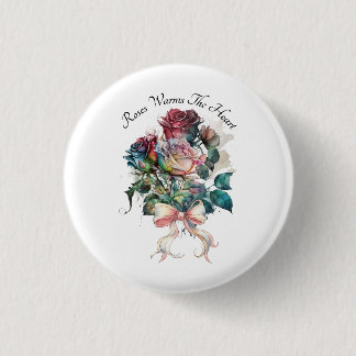 Macaron Rond 2,50 Cm Roses rouges et roses avec un nœud 