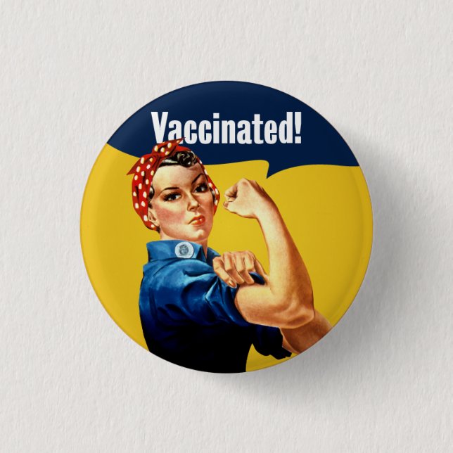 Macaron Rond 2,50 Cm Rosie vaccinée le bouton Riveter (Devant)