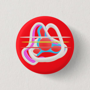 Macaron Rond 2,50 Cm Rouge avec design surréaliste abstrait dans des co