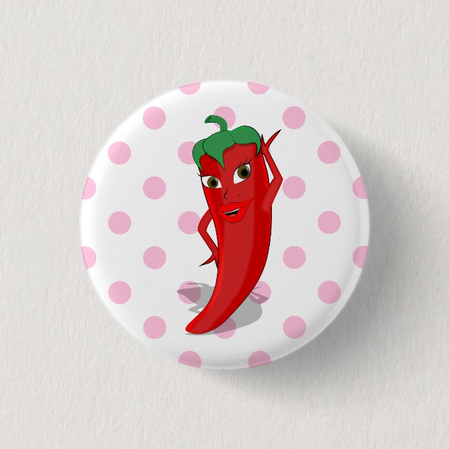 Macaron Rond 2,50 Cm Rouge Hot Pepper Diva Pois roses (Devant)