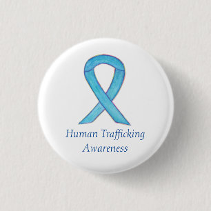 Macaron Rond 2,50 Cm Ruban de sensibilisation à la traite des êtres h