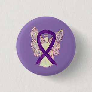 Macaron Rond 2,50 Cm Ruban de sensibilisation à l'angle violet Épingles