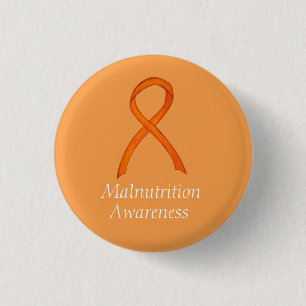 Macaron Rond 2,50 Cm Ruban de sensibilisation à l'orange - Malnutritio