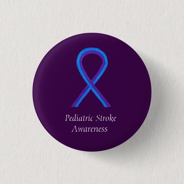 Macaron Rond 2,50 Cm Ruban de sensibilisation aux accidents vasculaires (Devant)