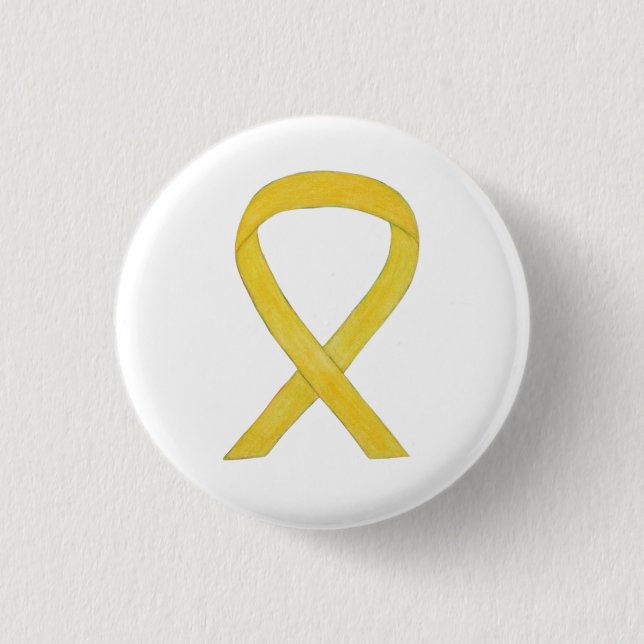 Macaron Rond 2,50 Cm Ruban de sensibilisation jaune Pins d'art personna (Devant)