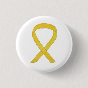Macaron Rond 2,50 Cm Ruban de sensibilisation jaune Pins d'art personna