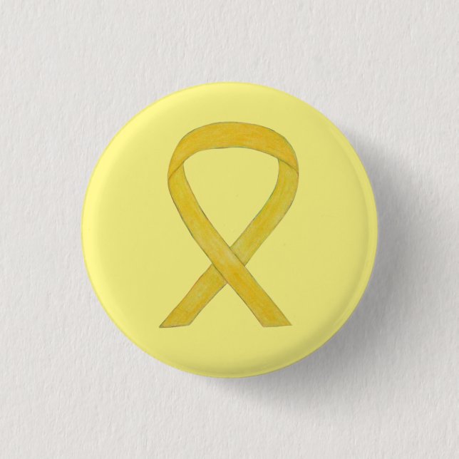 Macaron Rond 2,50 Cm Ruban de sensibilisation jaune Pins d'art personna (Devant)