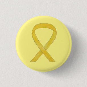 Macaron Rond 2,50 Cm Ruban de sensibilisation jaune Pins d'art personna