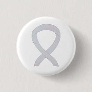 Macaron Rond 2,50 Cm Ruban de sensibilisation Pearl White Épingles à bo