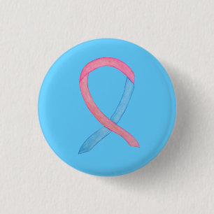 Macaron Rond 2,50 Cm Ruban de sensibilisation rose et bleu - Pins perso
