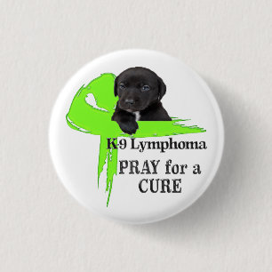 Macaron Rond 2,50 Cm Ruban Vert de Lymphome Design de Chien Chiot