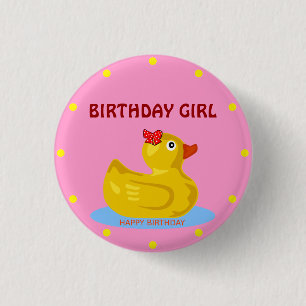 Macaron Rond 2,50 Cm Rubber Ducky "Birthday Girl"