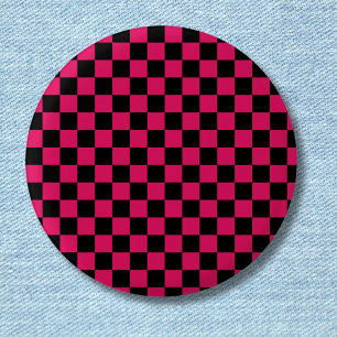 Macaron Rond 2,50 Cm Ruby et Black À damiers Vintage