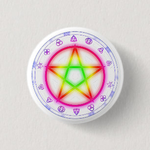 Macaron Rond 2,50 Cm Runic Rainbow Pentacle Pagan Pride design