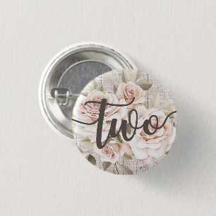 Macaron Rond 2,50 Cm Rustic Wood & Shabby Chic Rose 2e fête d'anniversa