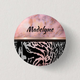 Macaron Rond 2,50 Cm Safari de tigres rose marbre