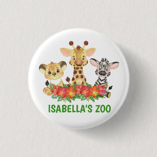 Macaron Rond 2,50 Cm Safari Jungle Zoo animal coloré Personnalisé 