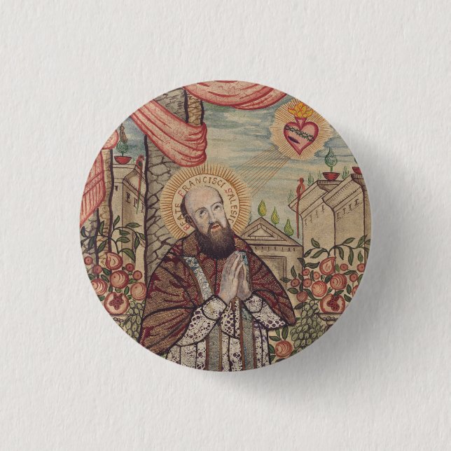 Macaron Rond 2,50 Cm Saint François de Sales Évêque de Genève (Devant)