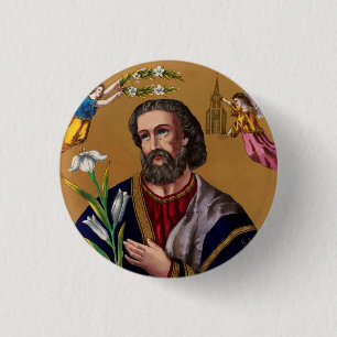 Macaron Rond 2,50 Cm Saint Joseph Guardian de la Sainte Famille