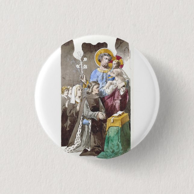 Macaron Rond 2,50 Cm Saint Joseph Patron de l'Église universelle (Devant)